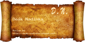 Deák Nadinka névjegykártya